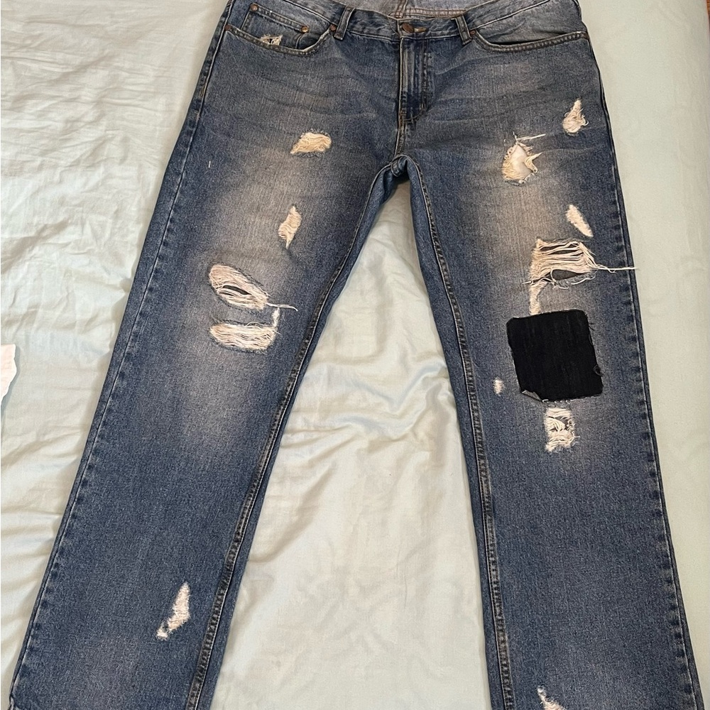 Men's straight fit Distressed Blue Jeans by ReFuel